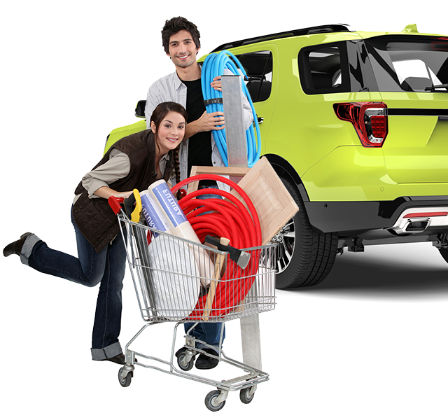 Young couple shopping for DIY with shared Getaround® car